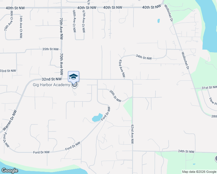 map of restaurants, bars, coffee shops, grocery stores, and more near 3005 65th Avenue Northwest in Gig Harbor