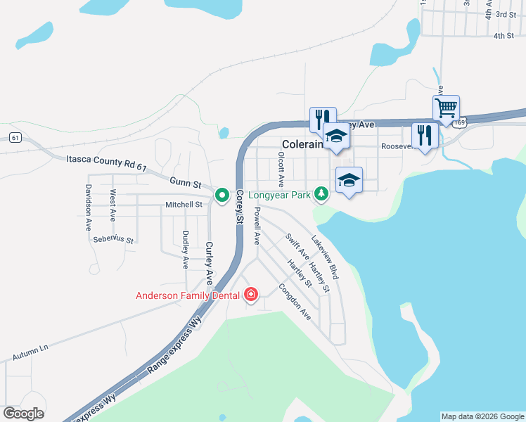 map of restaurants, bars, coffee shops, grocery stores, and more near 101 Lakeview Boulevard in Coleraine