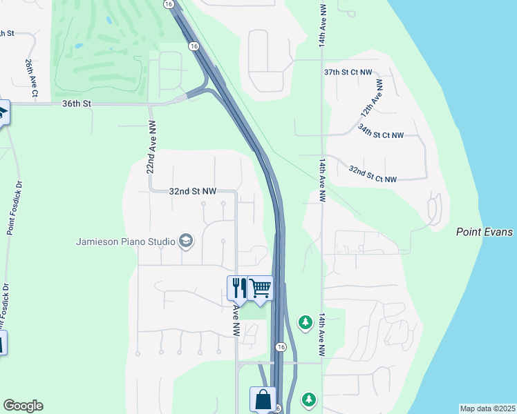 map of restaurants, bars, coffee shops, grocery stores, and more near 3023 17th Avenue Court Northwest in Gig Harbor