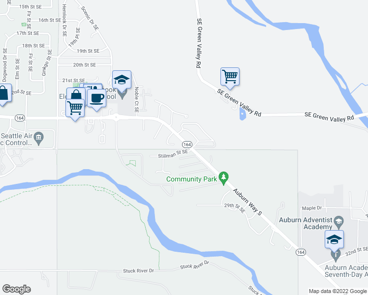 map of restaurants, bars, coffee shops, grocery stores, and more near 4068 Stillman Street Southeast in Auburn