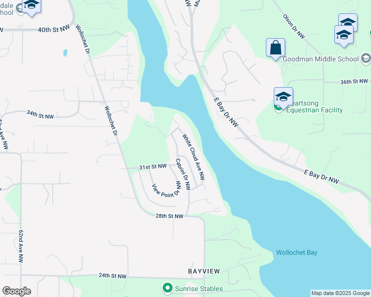 map of restaurants, bars, coffee shops, grocery stores, and more near 3217 White Cloud Avenue Northwest in Gig Harbor