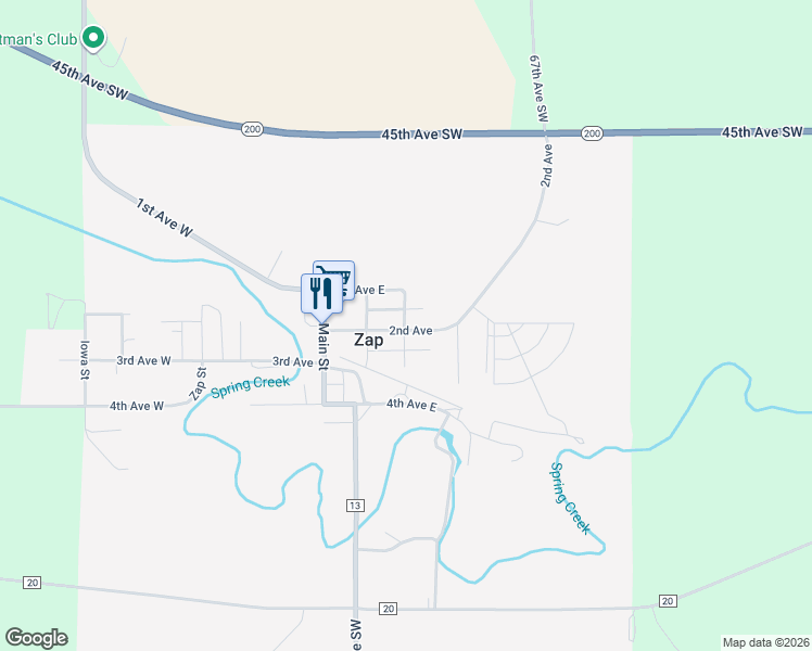 map of restaurants, bars, coffee shops, grocery stores, and more near 100-158 Lake Street in Zap