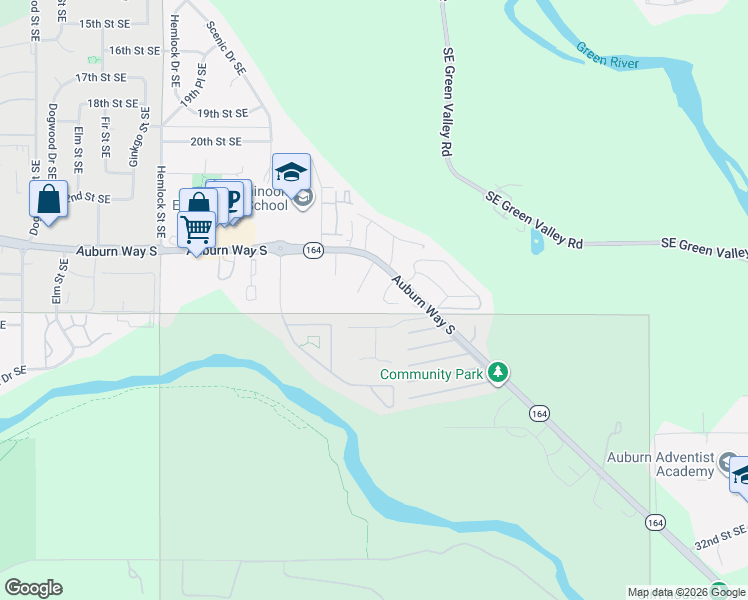 map of restaurants, bars, coffee shops, grocery stores, and more near Redwood Court in Auburn