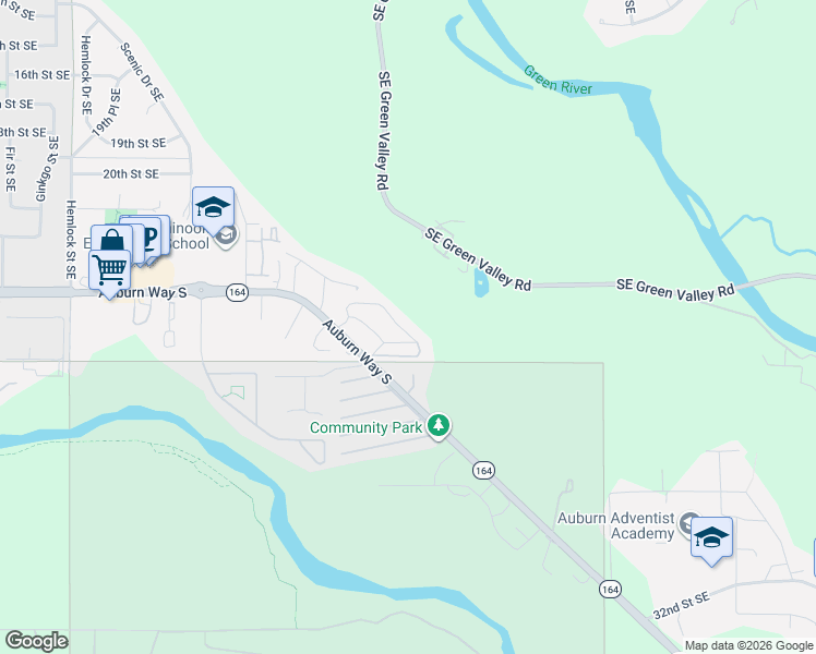 map of restaurants, bars, coffee shops, grocery stores, and more near 4040 Auburn Way South in Auburn