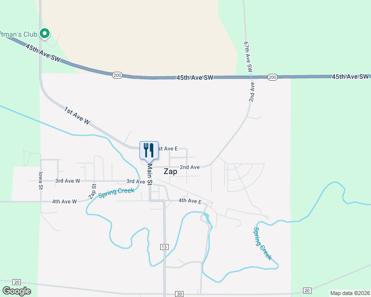 map of restaurants, bars, coffee shops, grocery stores, and more near 100 Lake Street in Zap