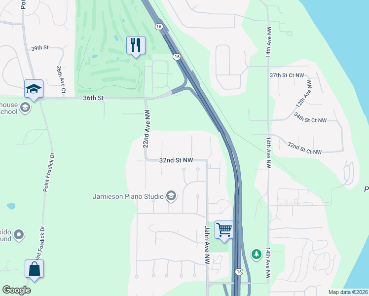 map of restaurants, bars, coffee shops, grocery stores, and more near 3206 19th Avenue Northwest in Gig Harbor