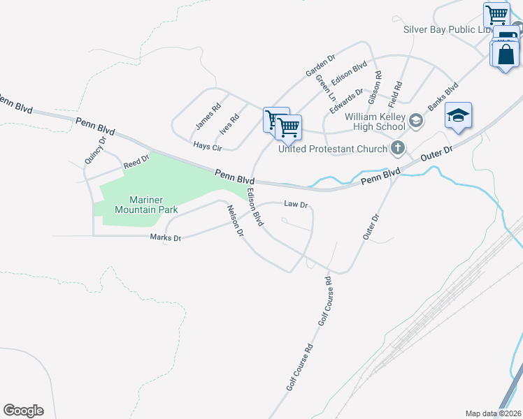 map of restaurants, bars, coffee shops, grocery stores, and more near 137 Edison Boulevard in Silver Bay