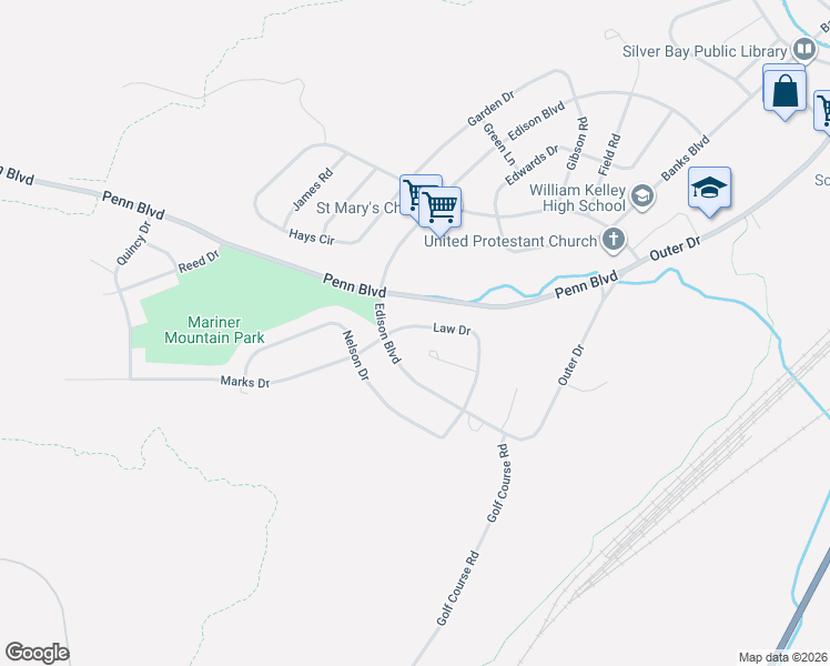 map of restaurants, bars, coffee shops, grocery stores, and more near 19 Law Drive in Silver Bay
