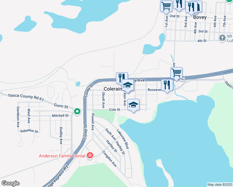 map of restaurants, bars, coffee shops, grocery stores, and more near in Coleraine