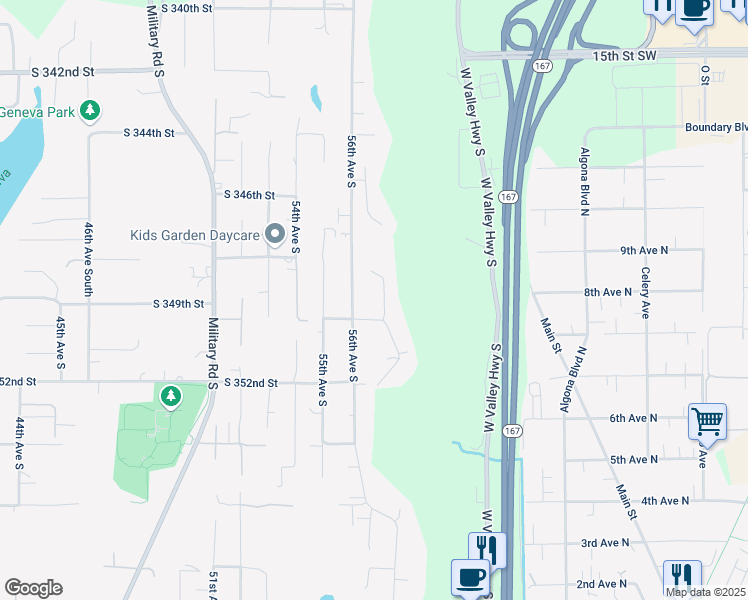 map of restaurants, bars, coffee shops, grocery stores, and more near 34834 57th Avenue South in Auburn