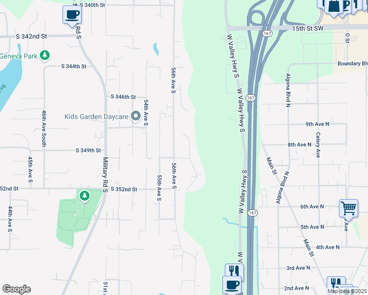 map of restaurants, bars, coffee shops, grocery stores, and more near 34834 57th Avenue South in Auburn