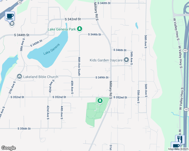 map of restaurants, bars, coffee shops, grocery stores, and more near 4646 South 349th Street in Auburn