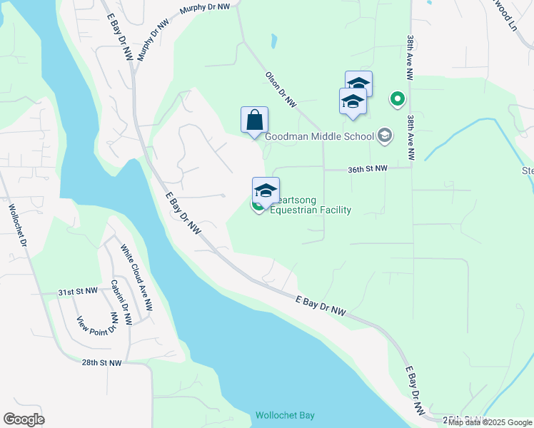 map of restaurants, bars, coffee shops, grocery stores, and more near in Gig Harbor