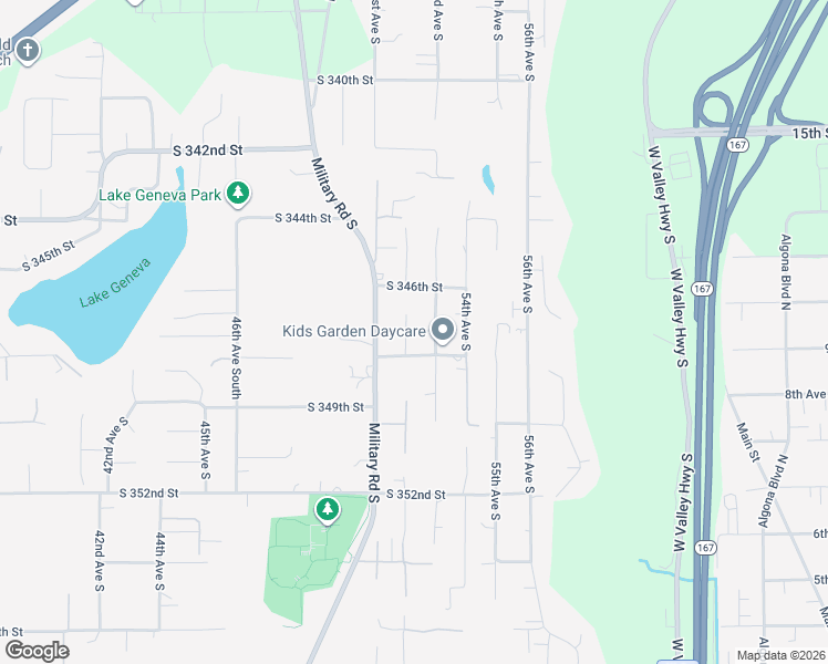 map of restaurants, bars, coffee shops, grocery stores, and more near 34714 52nd Avenue South in Auburn