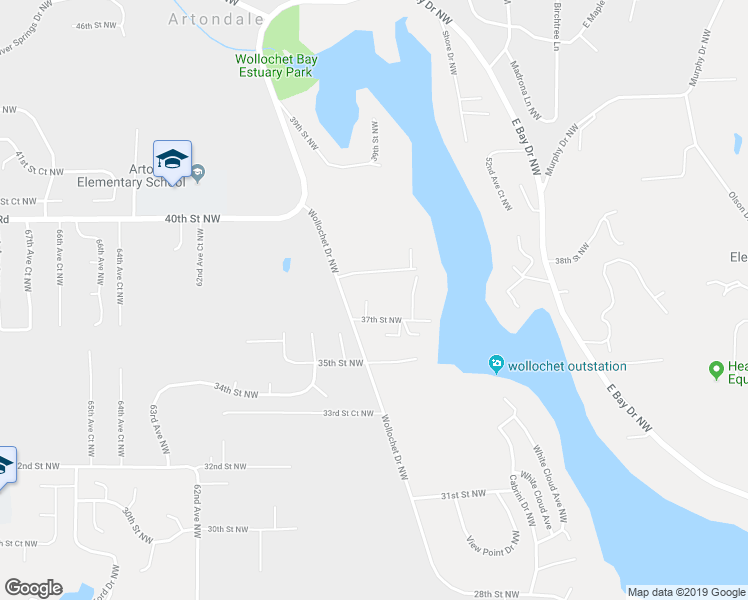 map of restaurants, bars, coffee shops, grocery stores, and more near 3709 56th Avenue Court Northwest in Gig Harbor