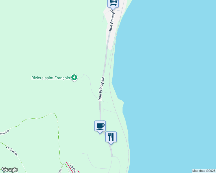 map of restaurants, bars, coffee shops, grocery stores, and more near 1277 Rue Principale in Capitale-Nationale