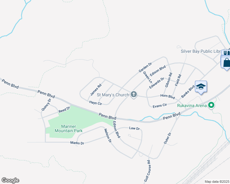 map of restaurants, bars, coffee shops, grocery stores, and more near 11 Ives Road in Silver Bay