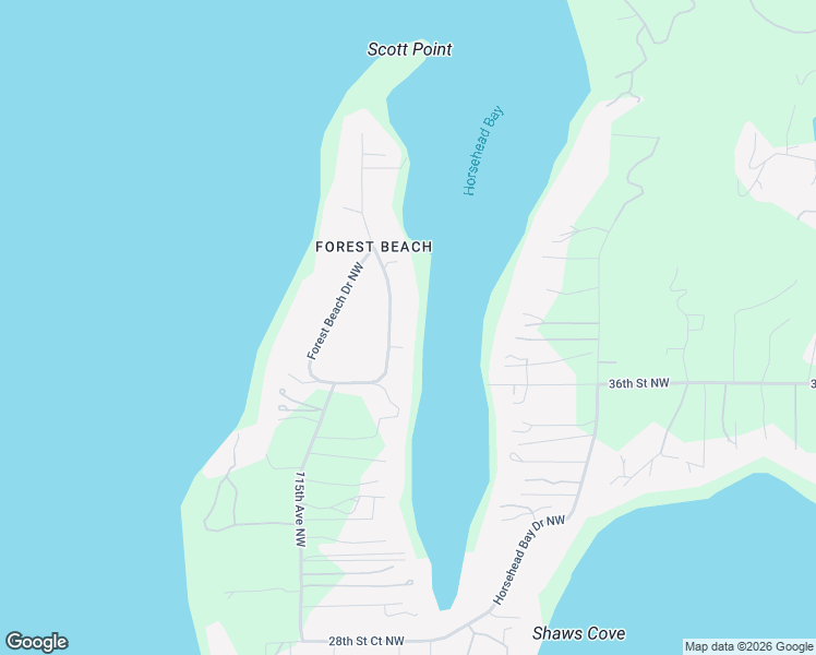 map of restaurants, bars, coffee shops, grocery stores, and more near 3721 Forest Beach Drive Northwest in Gig Harbor