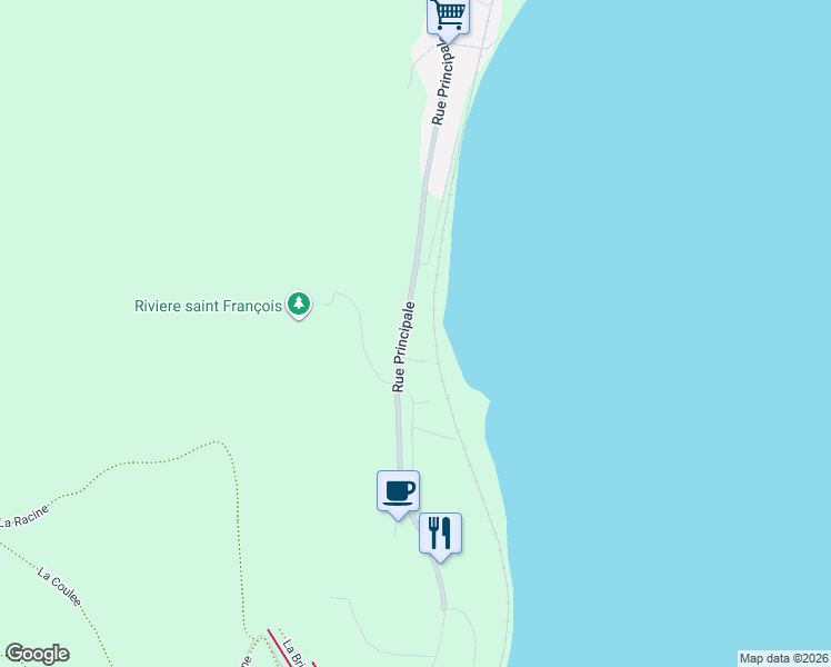 map of restaurants, bars, coffee shops, grocery stores, and more near 1277 Rue Principale in Capitale-Nationale