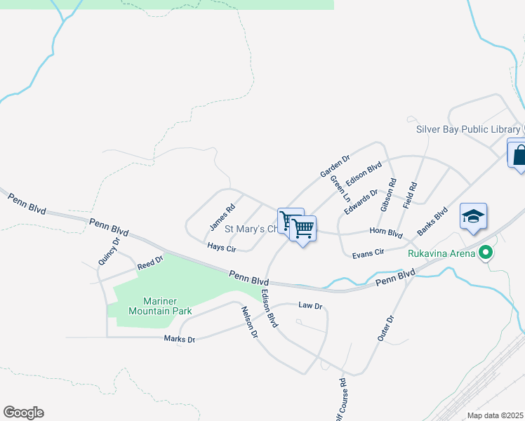 map of restaurants, bars, coffee shops, grocery stores, and more near 11 Ives Road in Silver Bay
