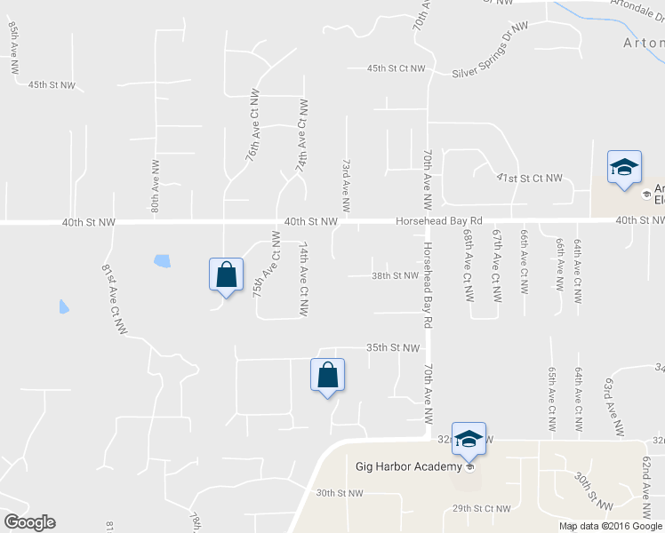 map of restaurants, bars, coffee shops, grocery stores, and more near 3814 73rd Avenue Court Northwest in Gig Harbor