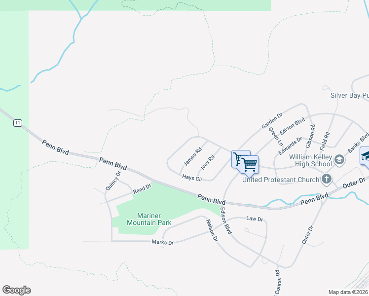 map of restaurants, bars, coffee shops, grocery stores, and more near 43 Hays Circle in Silver Bay
