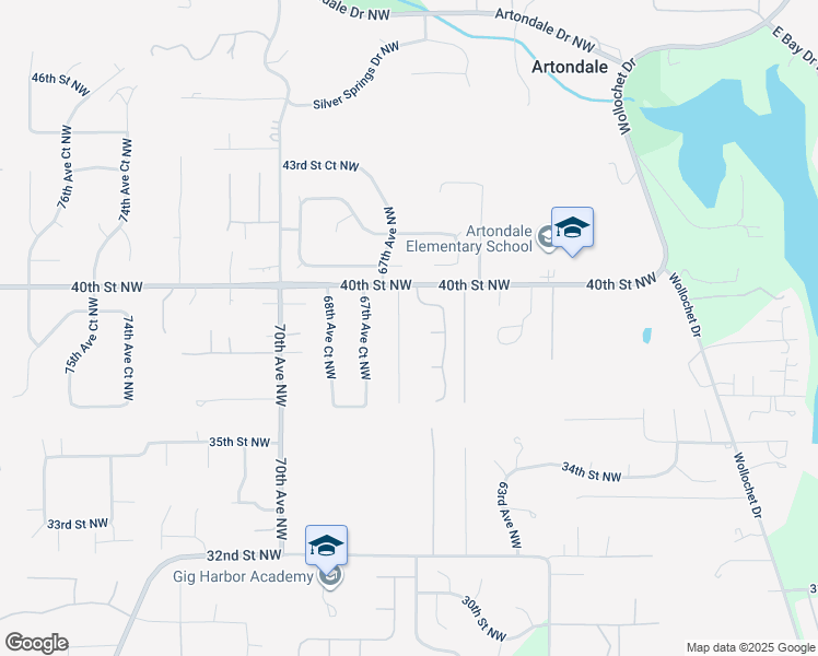 map of restaurants, bars, coffee shops, grocery stores, and more near 6606 38th Stct Northwest in Gig Harbor