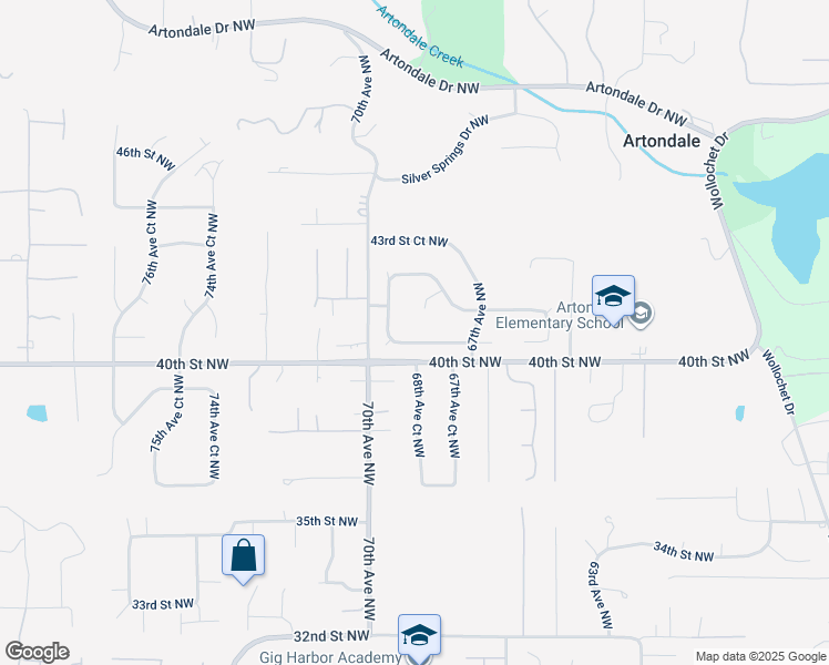map of restaurants, bars, coffee shops, grocery stores, and more near 4105 68th Avenue Northwest in Gig Harbor