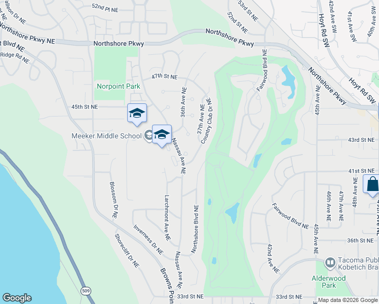 map of restaurants, bars, coffee shops, grocery stores, and more near in Tacoma