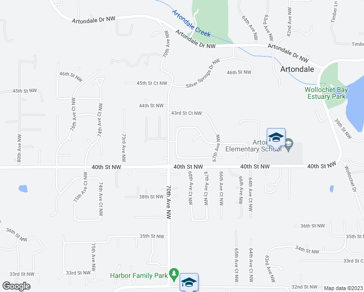 map of restaurants, bars, coffee shops, grocery stores, and more near 4109 69th Ave Ct NW in Gig Harbor