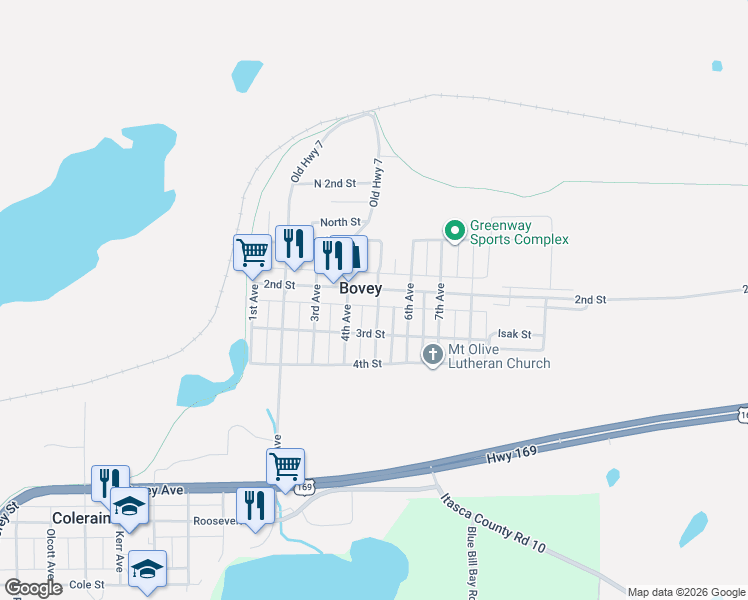 map of restaurants, bars, coffee shops, grocery stores, and more near in Bovey