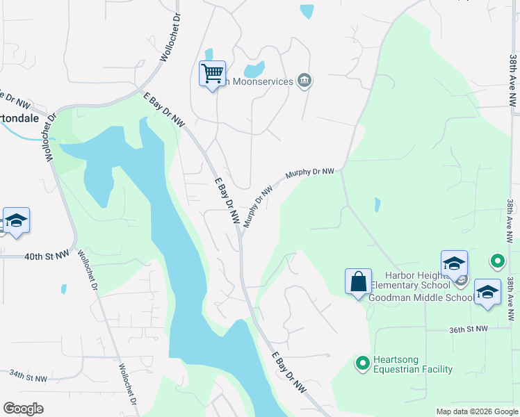 map of restaurants, bars, coffee shops, grocery stores, and more near 4120 49th Avenue Court Northwest in Gig Harbor