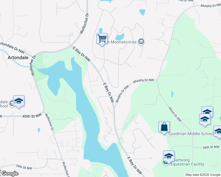 map of restaurants, bars, coffee shops, grocery stores, and more near 4310 Madrona Lane Northwest in Gig Harbor
