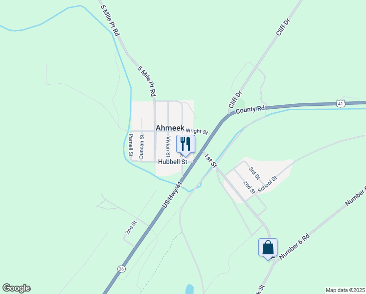 map of restaurants, bars, coffee shops, grocery stores, and more near in Ahmeek