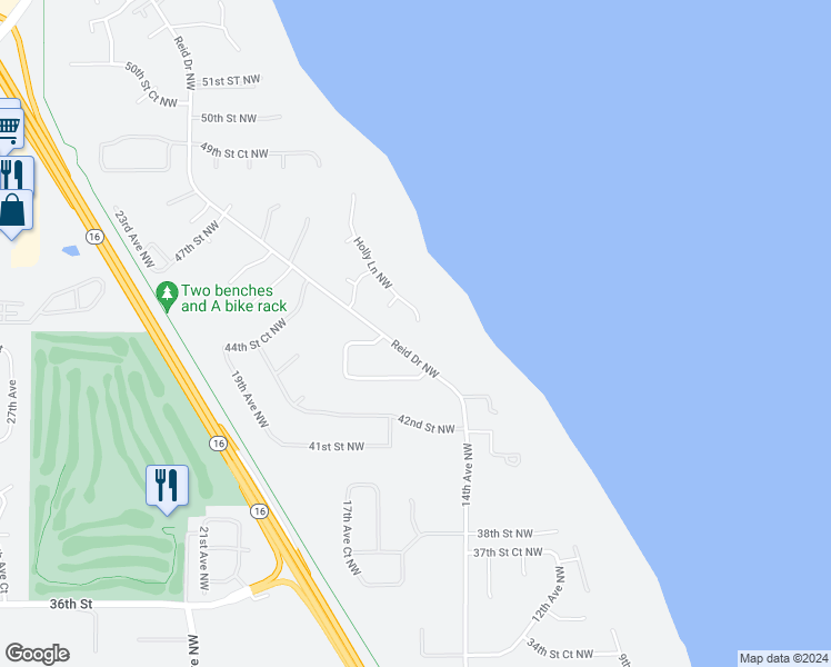 map of restaurants, bars, coffee shops, grocery stores, and more near 4309 Reid Drive Northwest in Gig Harbor