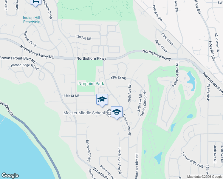 map of restaurants, bars, coffee shops, grocery stores, and more near 4509 Nassau Avenue Northeast in Tacoma