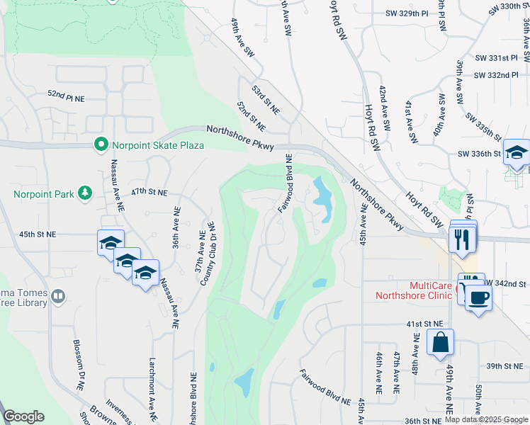 map of restaurants, bars, coffee shops, grocery stores, and more near 4714 Fairwood Boulevard Northeast in Tacoma