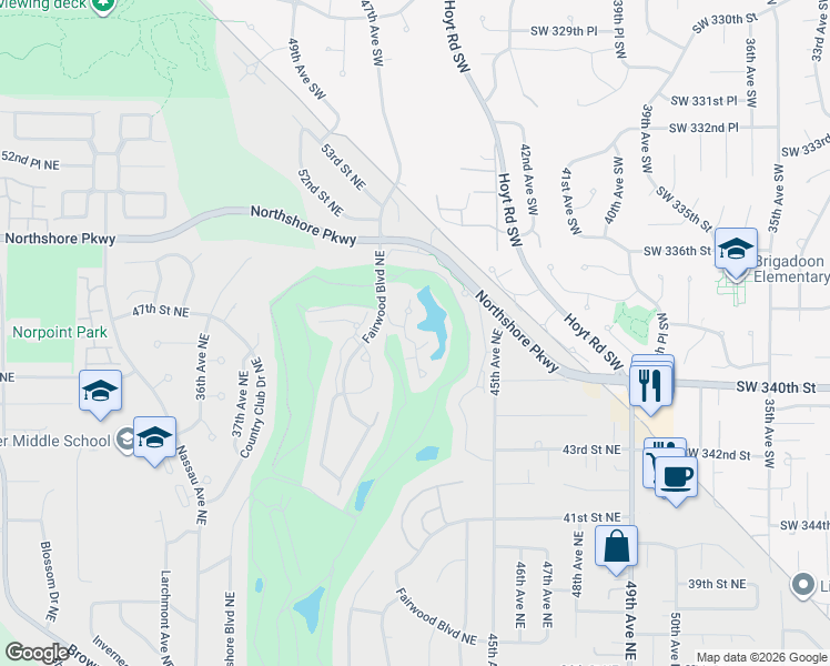 map of restaurants, bars, coffee shops, grocery stores, and more near 4901 Fairwood Boulevard Northeast in Tacoma