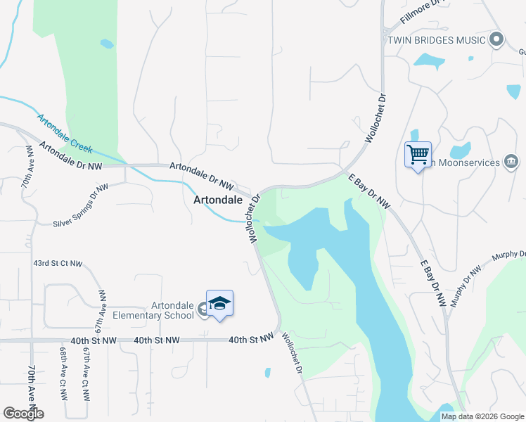 map of restaurants, bars, coffee shops, grocery stores, and more near 108 North Haynes Avenue in Gig Harbor