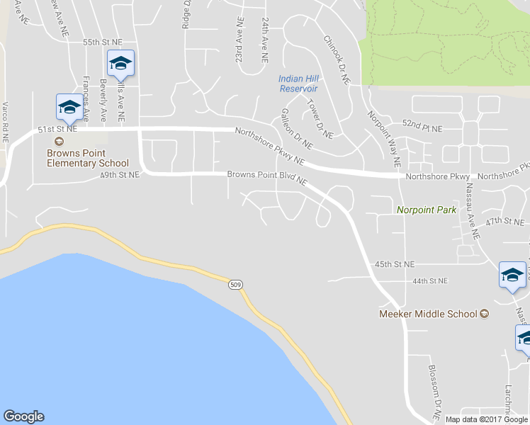 map of restaurants, bars, coffee shops, grocery stores, and more near 4312 Cliff Side Drive Northeast in Tacoma
