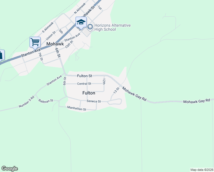map of restaurants, bars, coffee shops, grocery stores, and more near 378 12th in Mohawk