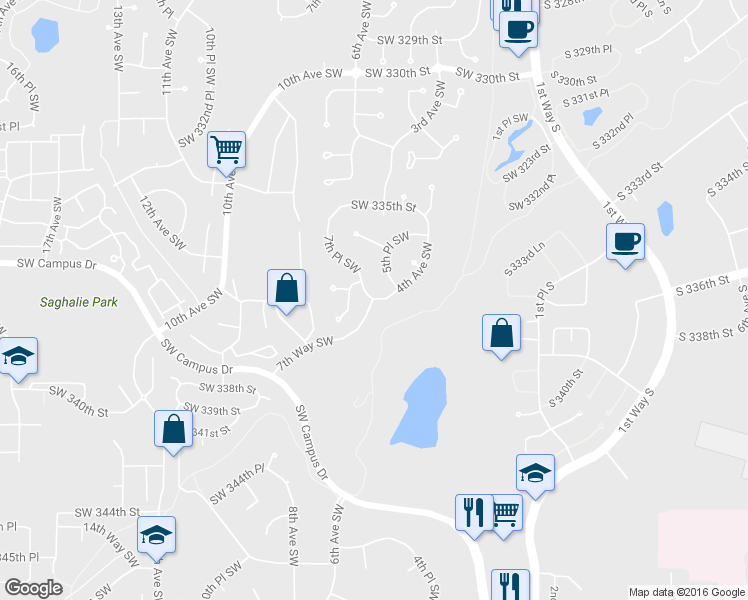 map of restaurants, bars, coffee shops, grocery stores, and more near 35520 4th Avenue Southwest in Federal Way