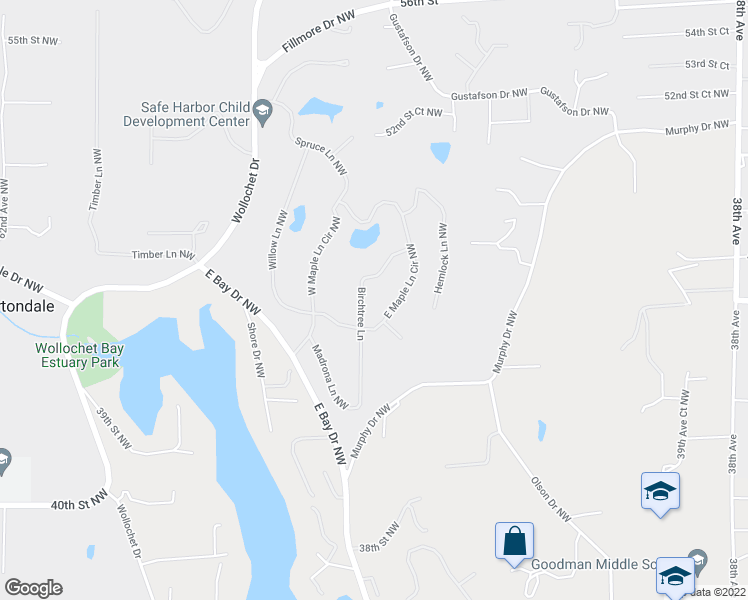 map of restaurants, bars, coffee shops, grocery stores, and more near 4621 Birchtree Lane in Gig Harbor