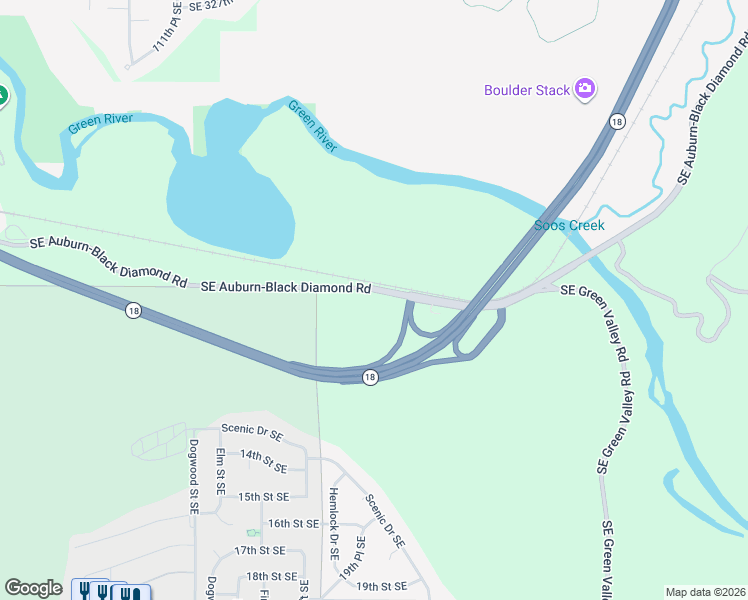 map of restaurants, bars, coffee shops, grocery stores, and more near 3104 Southeast Auburn-Black Diamond Road in Auburn