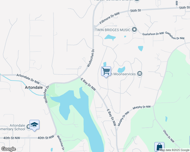 map of restaurants, bars, coffee shops, grocery stores, and more near 4712 Willow Lane Northwest in Gig Harbor