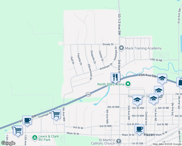 map of restaurants, bars, coffee shops, grocery stores, and more near 1001 Deapolis Drive in Hazen