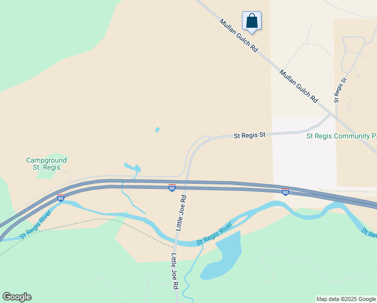 map of restaurants, bars, coffee shops, grocery stores, and more near Frontage Road West in Saint Regis