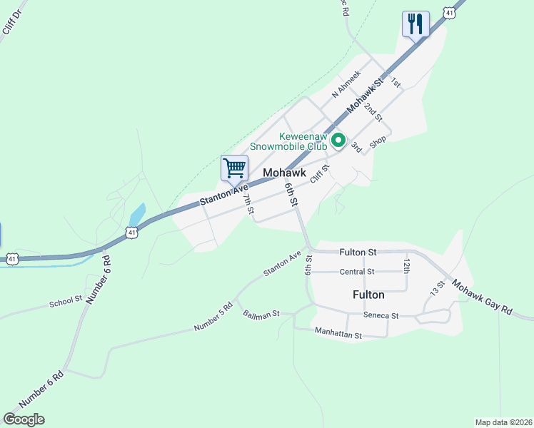 map of restaurants, bars, coffee shops, grocery stores, and more near 220 Cliff St in Mohawk