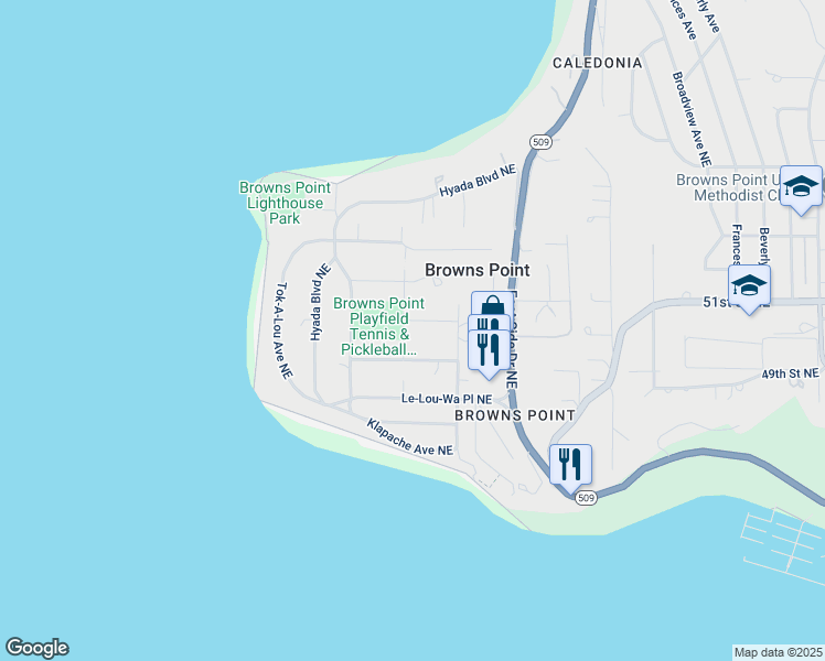 map of restaurants, bars, coffee shops, grocery stores, and more near 603 Hi-Ab-La Place Northeast in Tacoma