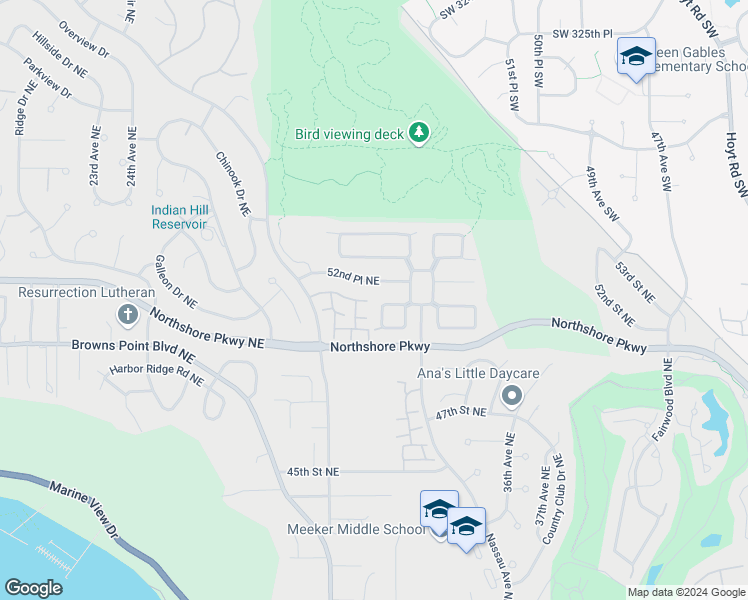 map of restaurants, bars, coffee shops, grocery stores, and more near 3122 Parkside Circle Northeast in Tacoma